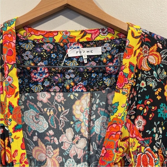 FRAME women’s Floral Panel wrap maxi Dress medium - Picture 6 of 9